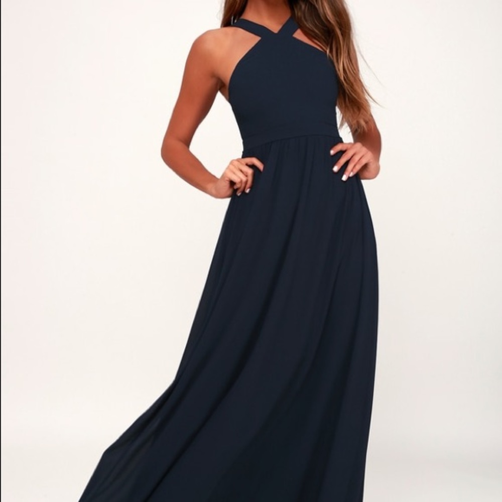Navy Blue Fancy Maxi Dress